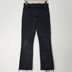 MOTHER The Hustler Ankle Fray High Rise Cropped Flare Jeans Womens 28 Charcoal